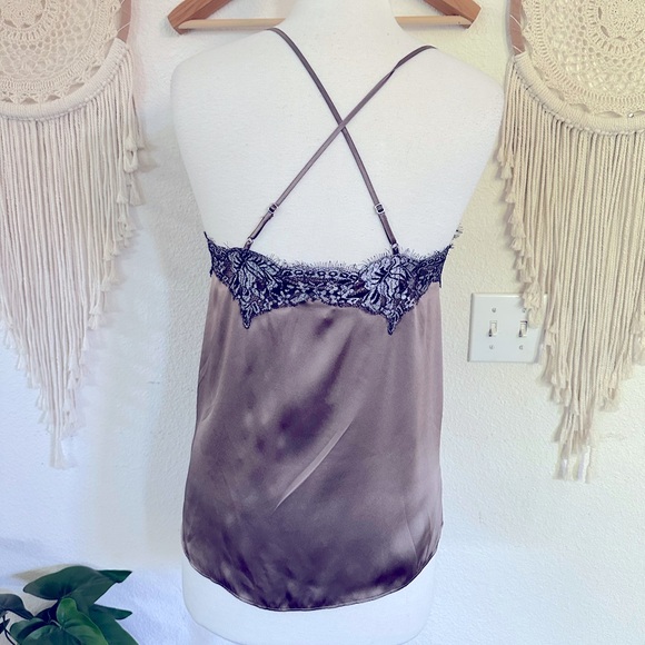 Cami NYC brown with lace trim silk luxury camisole Gisele cami small NEW - Picture 3 of 8